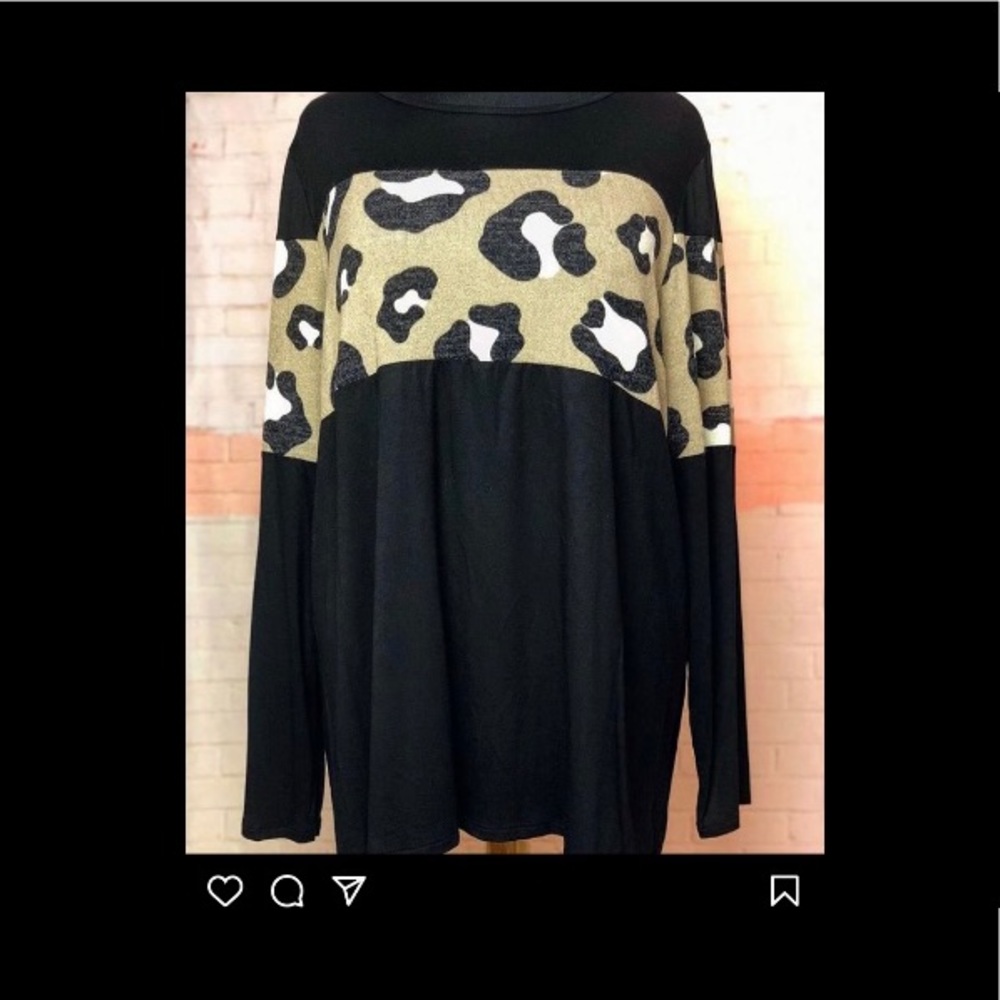 Leopard and black color block top